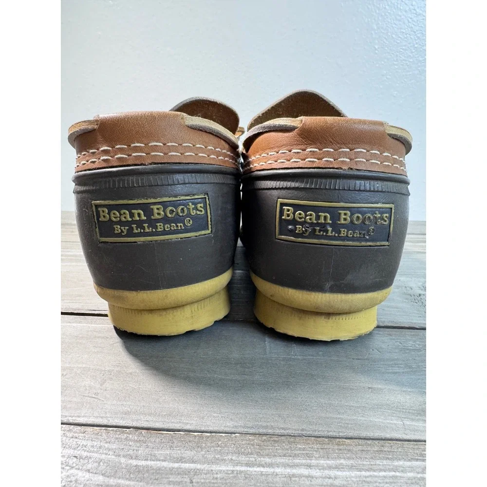 L.L. Bean Men's 9 Wide Rubber Moc Brown Leather Duck Boots Made in Maine 175061